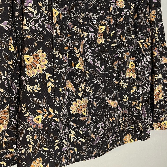 Michael Stars Los Angeles floral print tie neck long sleeve blouse - Picture 3 of 7